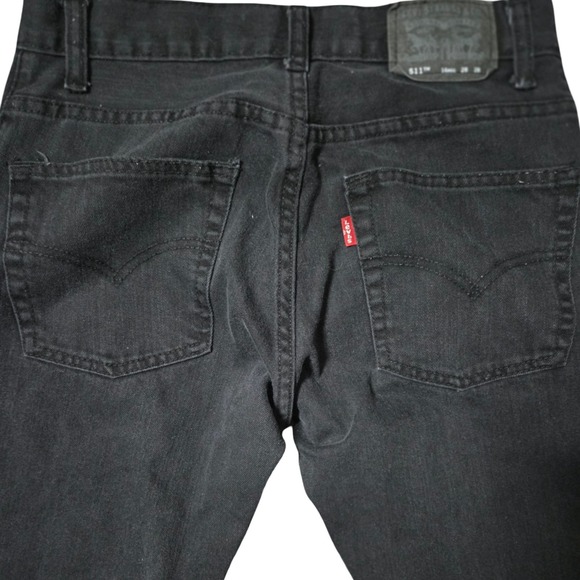 Levi's 511 Slim Fit Jeans Black Stretch Denim Men's 28x28 Dark Wash Classic - Picture 6 of 10